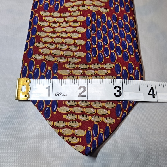 Stanley Blacker 💯 Silk Italian Designer Necktie 59" x 3.75" Red/Blue Mini Ovals - Picture 8 of 9